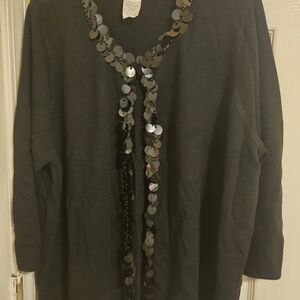 Elegant Black Cardigan with Sequin Detailing